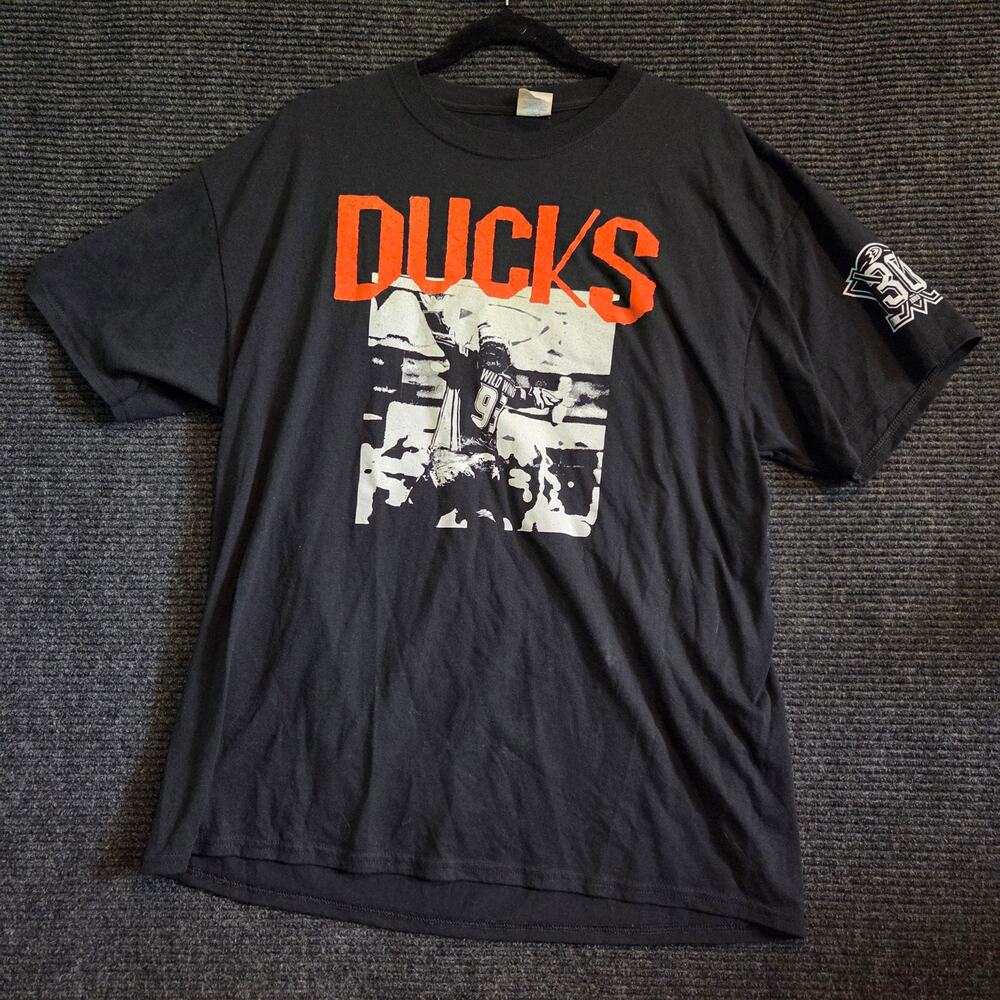 Anaheim Ducks 30th Anniversary Shirt Mens XL Black Graphic Tee Honda Wild Wing